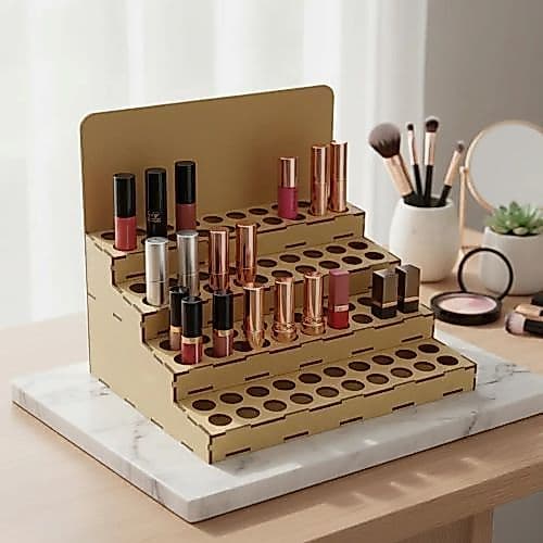 Organizador Porta Batom Beleza MDF Cru Maquiagem