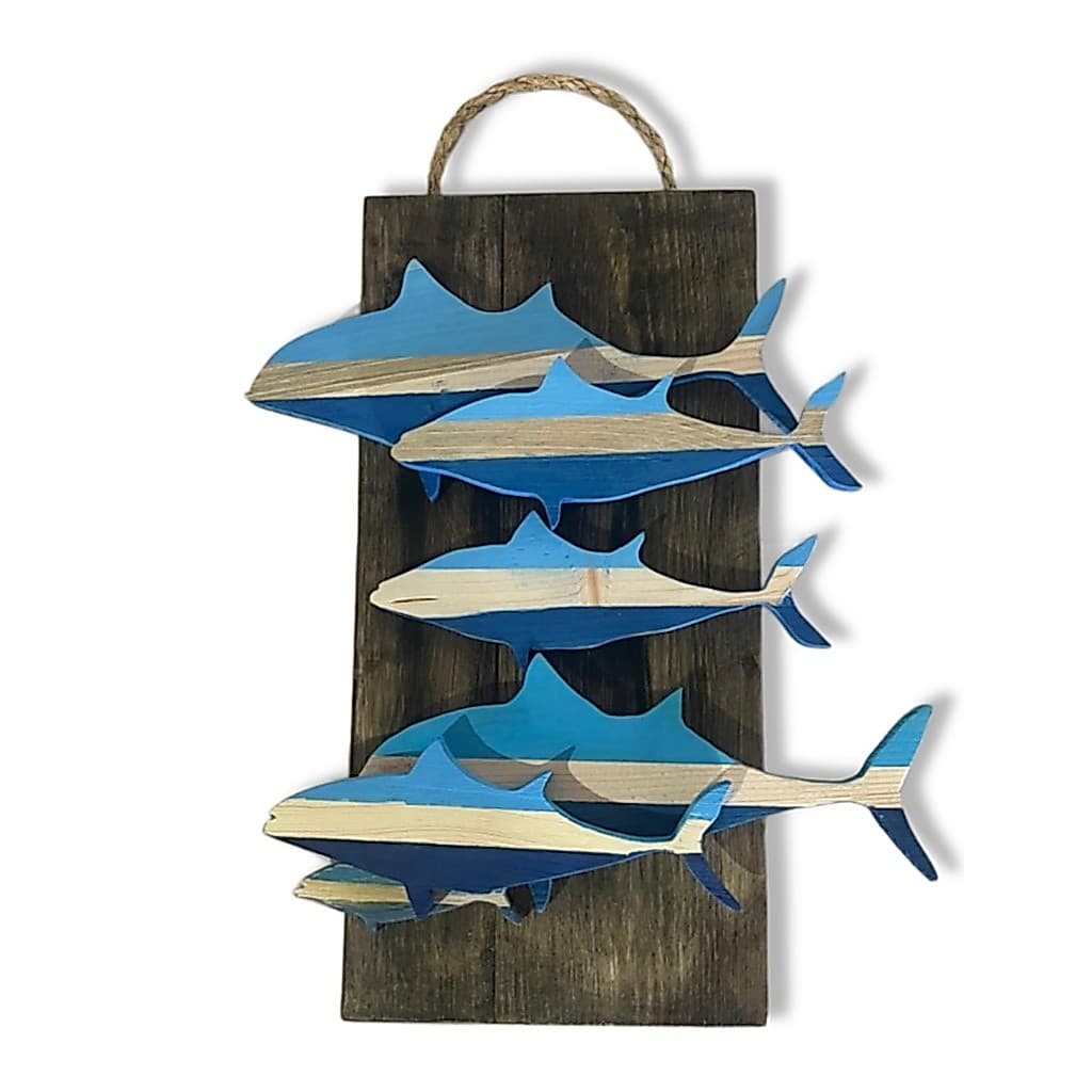 cardume de peixe de madeira para parede casa de praia