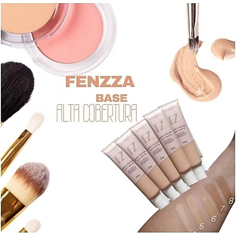 Base Líquida Facial Soft Matte Fenzza Com Ácido Hialuronico e Vitamina E