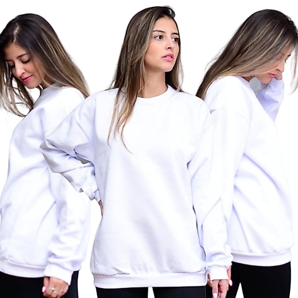 Kit 3 Blusas de Frio Básica Moletom Cor Lisa Feminina Flanelada Super Quentinho - Promoção