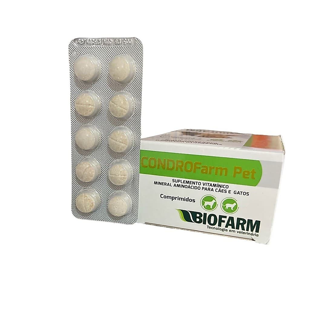 Condroitina Condrofarm Pet Para Caes E Gatos 10 Comprimidos Suplemento