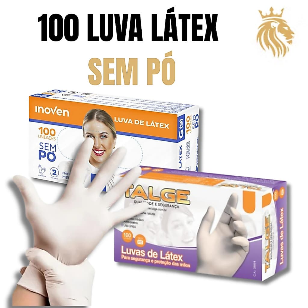 Luva Látex SEM PÓ 100 Unidades Escolha o Tamanho