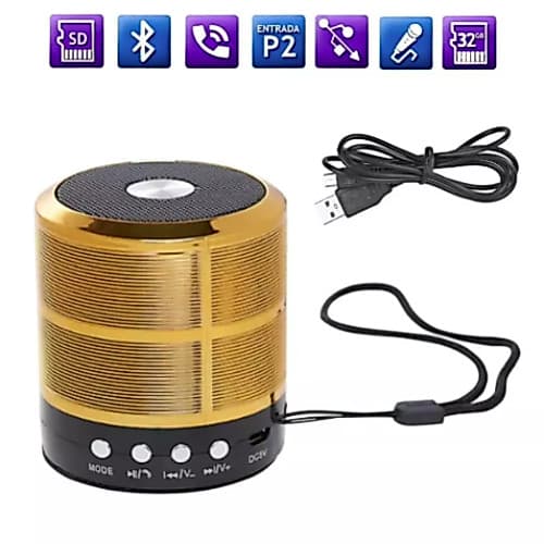 Mini Caixa de Som Bluetooth Portátil 887 Com Rádio FM/ USB/ SD/ Grave Potente e Bateria Recarregável