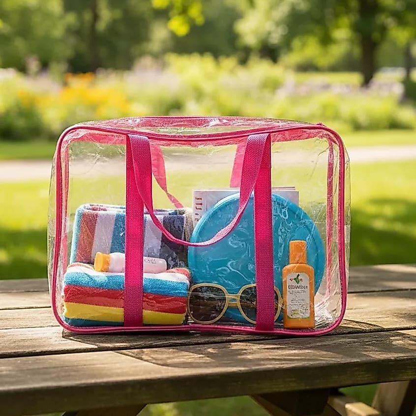 Bolsa Sacola Transparente Praia Piscina Mala Feira Academia Diversas Cores PVC Resistente
