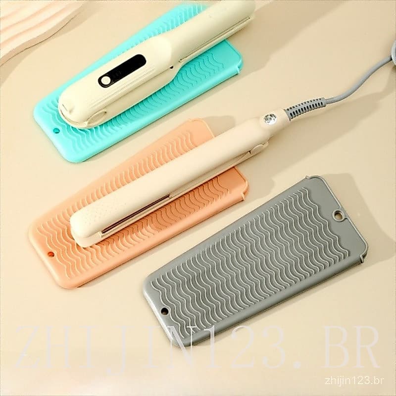 Bolsa para Chapinha de Cabelo Antiderrapante Silicone Onda de Calor Dobrável Almofada de Isolamento Térmico Ferr AVCZ