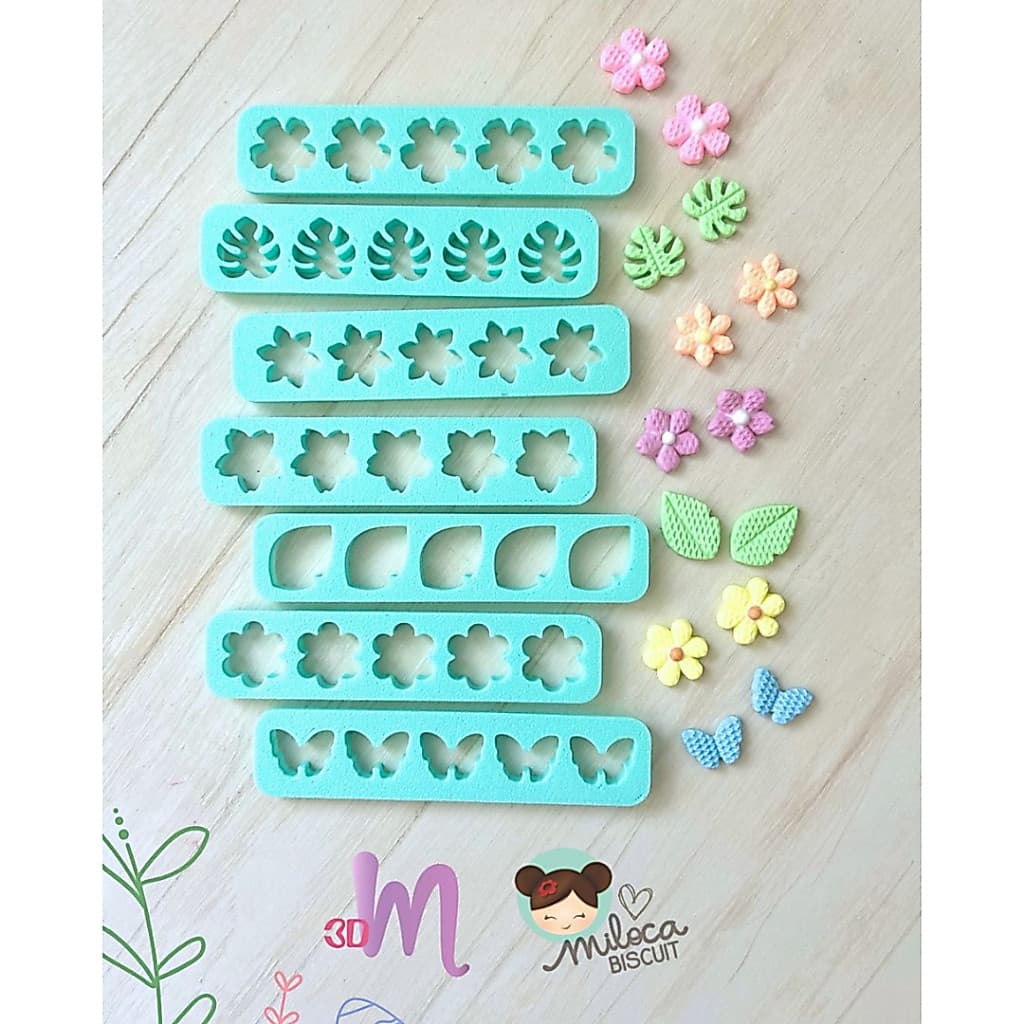 Régua de Confeitos Sprinkles Primavera - Flores, Folhas e Borboleta - Kit ou individual