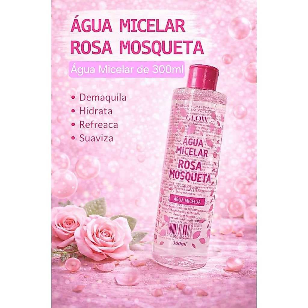Água Micelar de Rosa Mosqueta Glow Makeup com 300ml