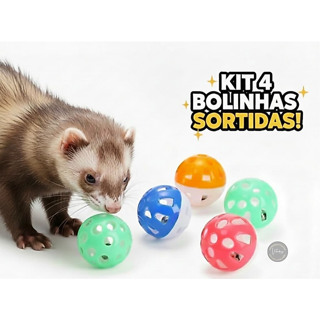 Bolinha Interativa com Guizo para furão ferret  furões–  4 unidades