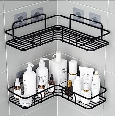 Kit 4 Suporte Prateleira Porta Shampoo de Canto e Reto Com Adesivo Organizador