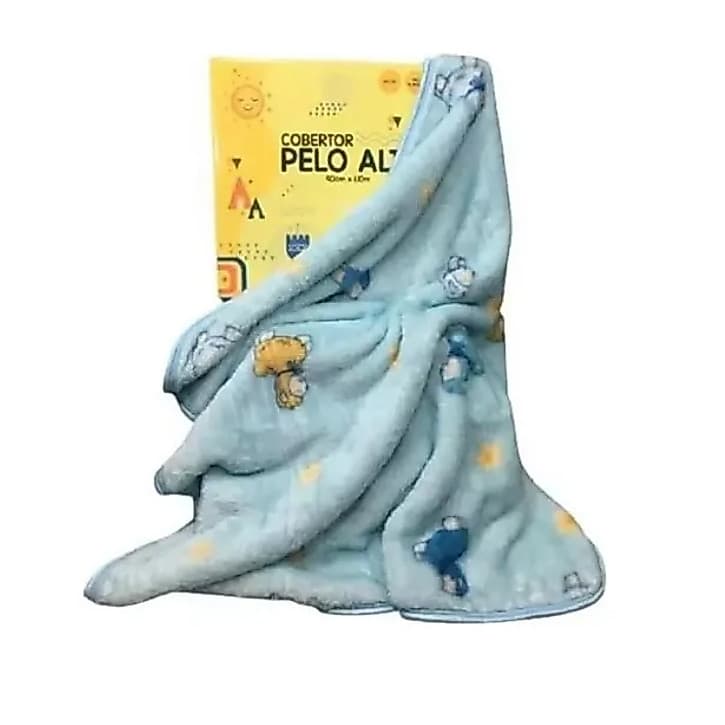 Cobertor De Berço Bebê Pelo Alto Jolitex Azul Ou Rosa