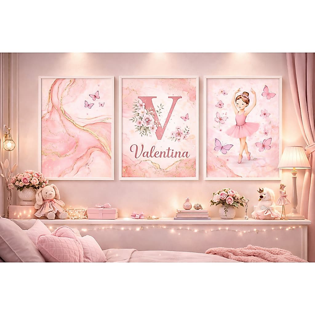 Quadro Decorativo quarto menina bailarina rosa
