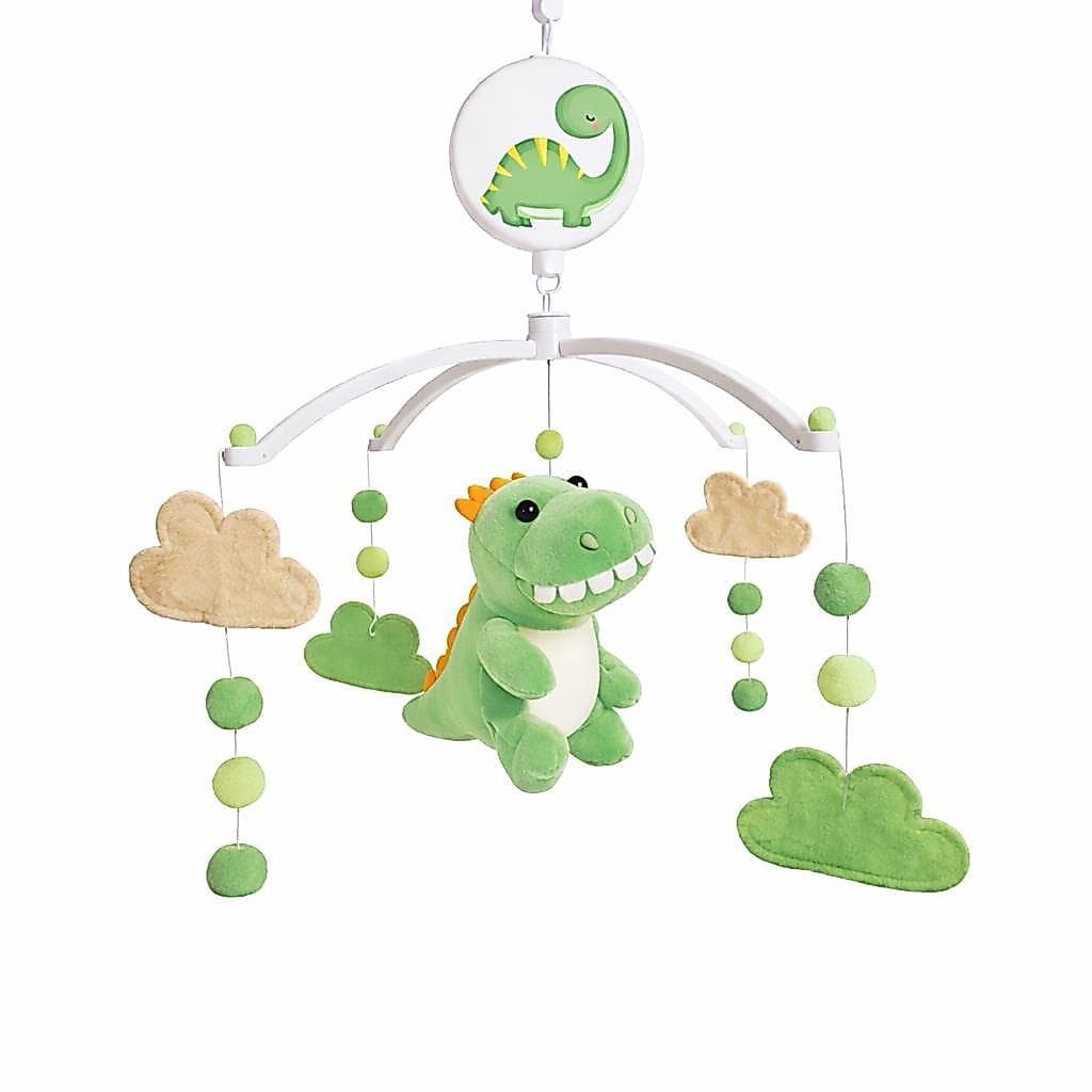Móbile Músical e Giratório Dinossaouro Nuvem Pompom Dino