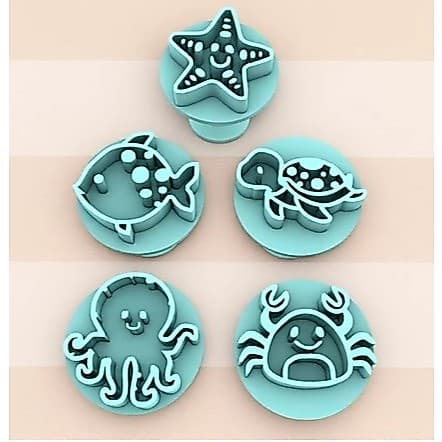 [ENVIO RÁPIDO] Kit 5 Carimbos Brigadeiros e Docinhos – Tema Fundo do Mar, Molde para Festa e Confeitaria
