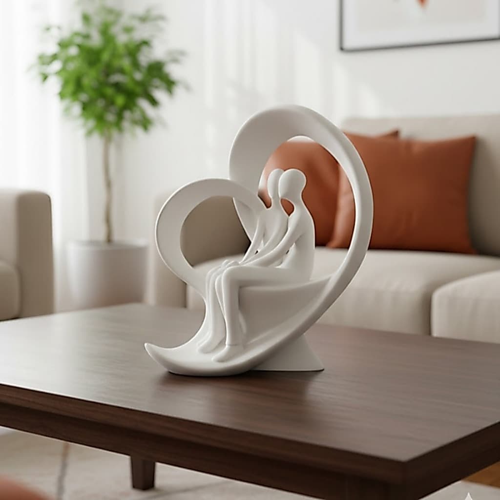 Estátua Casal Moderna Decorativa- Enfeite Amor União Família