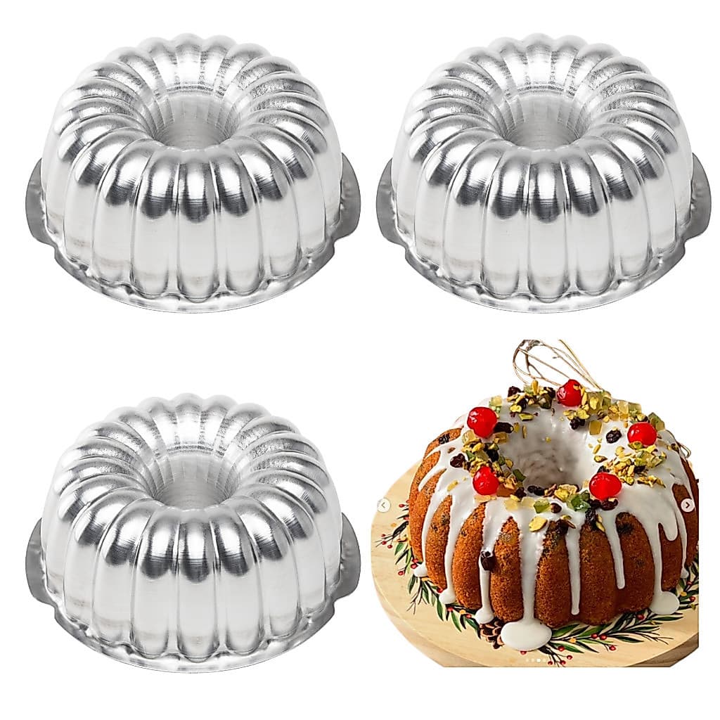 Kit com 3 Formas para Bolo Pudim brownie Suiça Decorada N° 2 22x9 cm