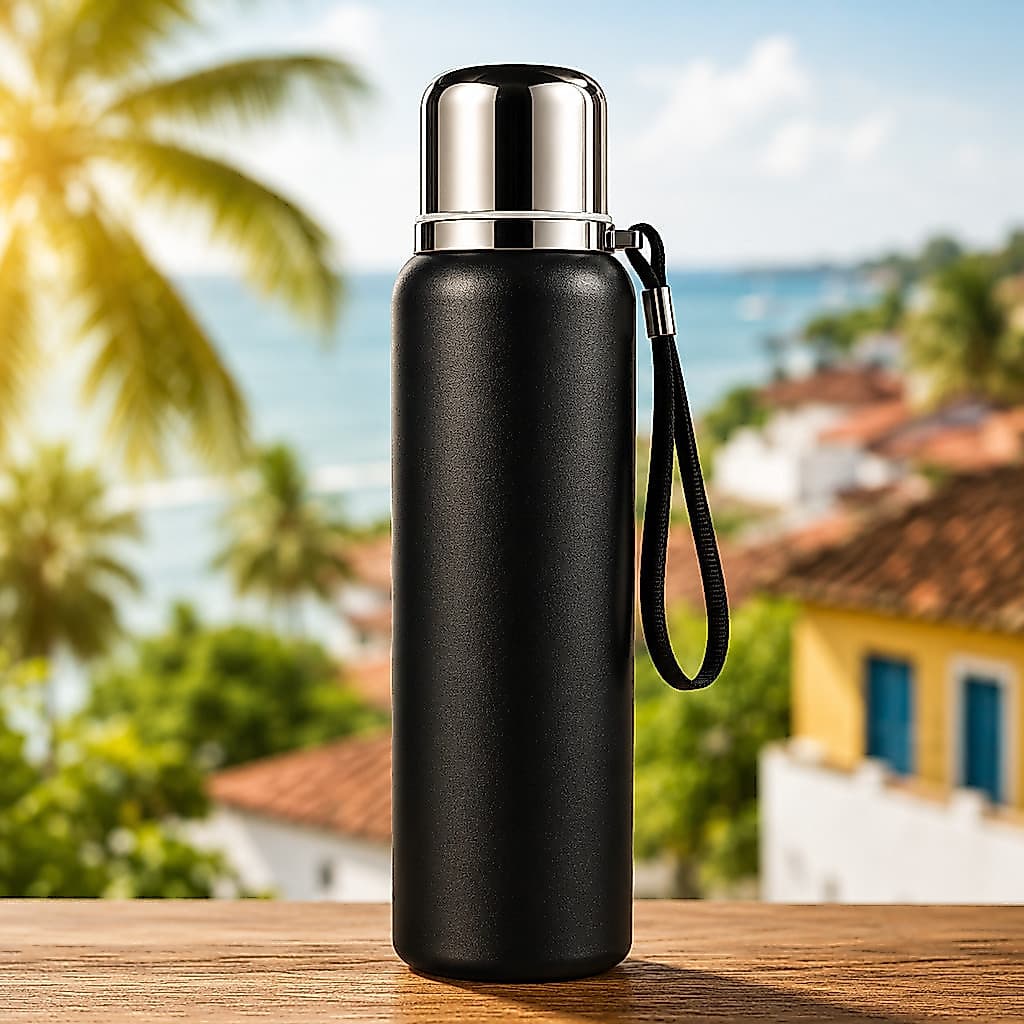 Garrafa Térmica Inox 800ml Premium Água Gelada Quente Fria Academia Trabalho Viagem Tampa Copo