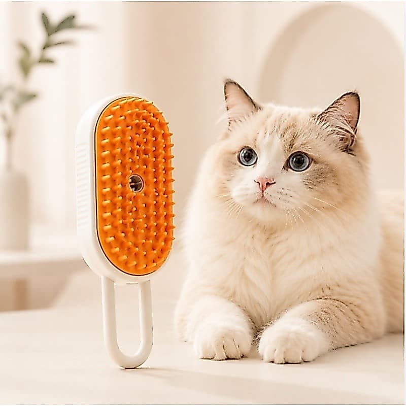 Escova Elétrica Removedora de Pelos Para Gatos e Cães Com Spray Massageadora Retrátil