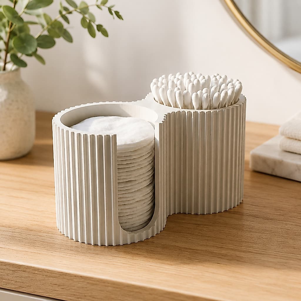 Organizador Algodão e Cotonetes Porta Algodão Porta Cotonete para Banheiro e Penteadeira Preto/Branco
