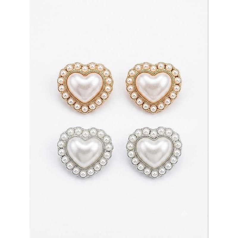 Apliques Chaton de coração com pérola ABS 18mm  com 10 unidades