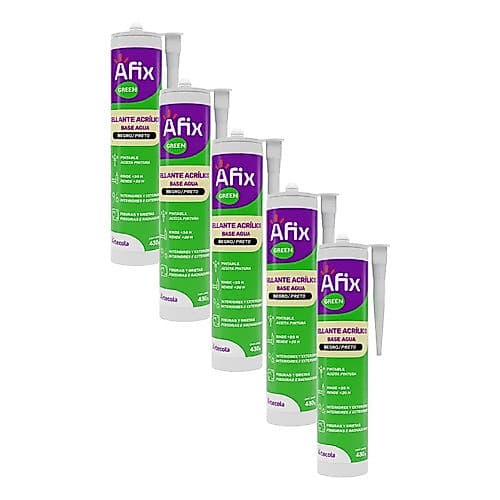 Kit 5un Silicone Selante Preto Base D'agua Afix 430g