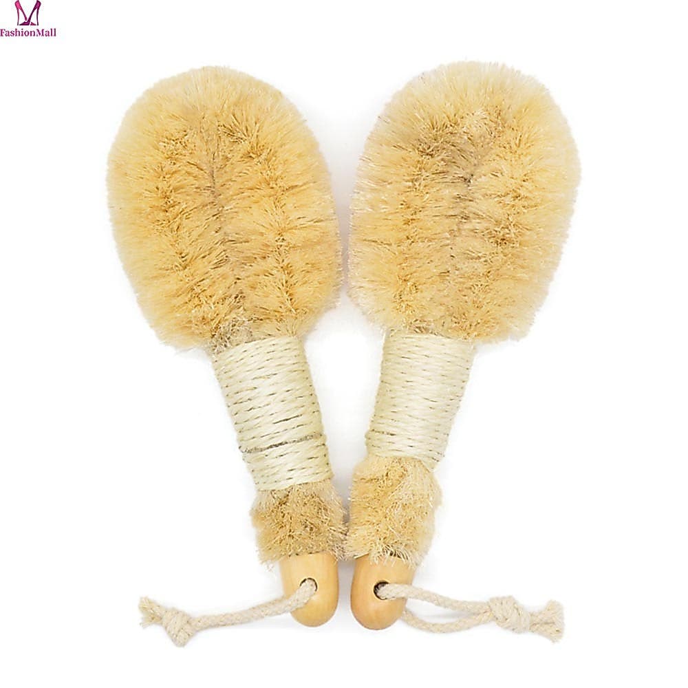 Escova Corporal De Sisal Natural , Cabo De Madeira , Seca Para Esfoliação , Massagem , Chuveiro
