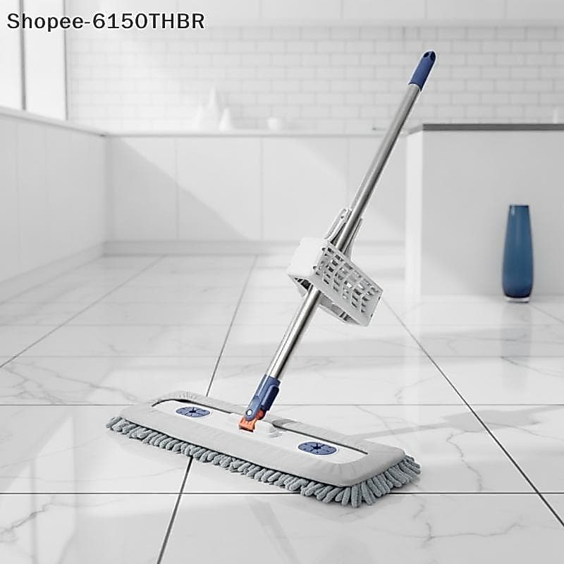 [VJ] Esfregão Autotorcedor De 45 Cm , Cabeça De Microfibra De Alta Absorção , Torção Mãos-Livres Para Limpeza De Piso De