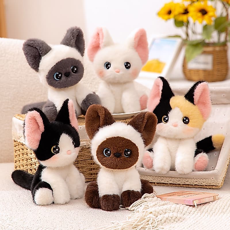 Kawaii Gato Boneca De Pelúcia Devon Rex Siamês Brinquedo Bonito Decoração Acompanhar Do Sono Crianças Presente Aniv