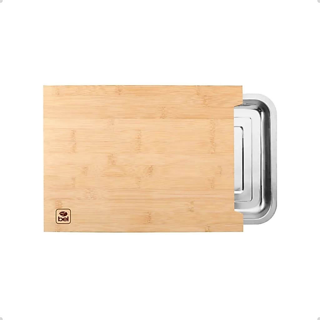 Tabua de Carne Churrasco Bambu com Gaveta Inox e Bandeja Slice Pro Bel