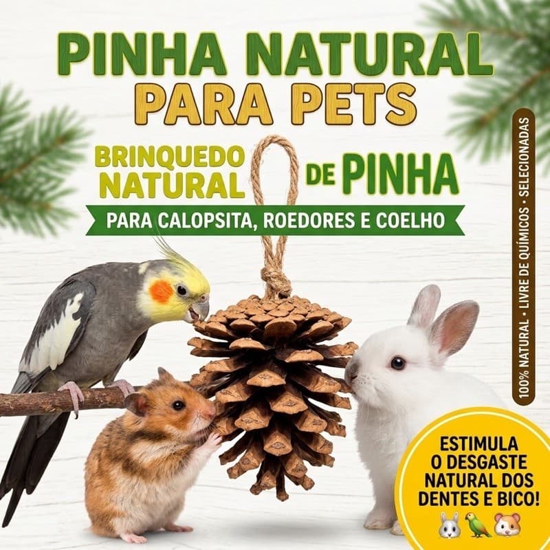 KIT COM 10 PINHAS NATURAIS PARA ROEDORES E CALOPSITAS 🐹🦜