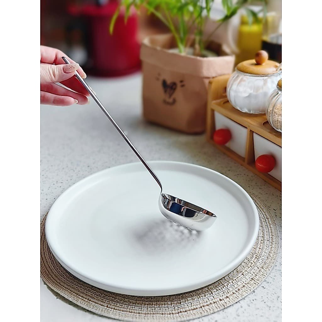 18/10 aço inoxidável panela quente colher de sopa coador doméstico com gancho alça longa panela quente colher filtro col