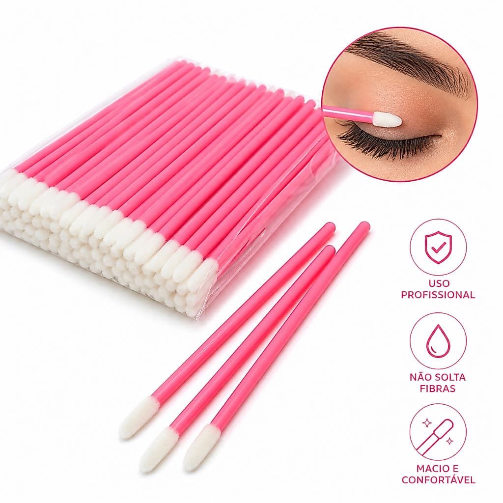 Kits de Aplicador Pincel Descartável Gloss e Batom Maquiagem Cílios Limpeza Sobrancelha Lipgloss