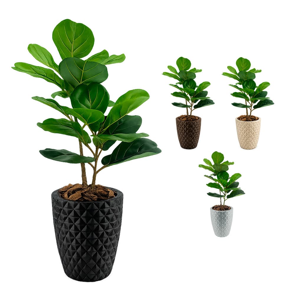 Vaso Polietileno + Planta Artificial Ficus Lyrata Follhas Grande Decoracao Jardim