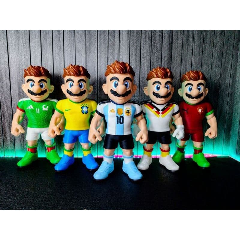 MARIO FUTEBOL COLEÇÃO SELEÇÕES DO MUNDO EM IMPRESSÃO 3D, Brasil Argentina Portugal Alemanha México Colecionável GameGeek