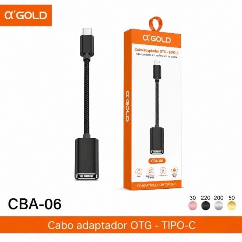 Cabo Adaptador OTG Tipo C USB-C Para Pendrive Mouse Teclado - CBA-06 - AGOLD