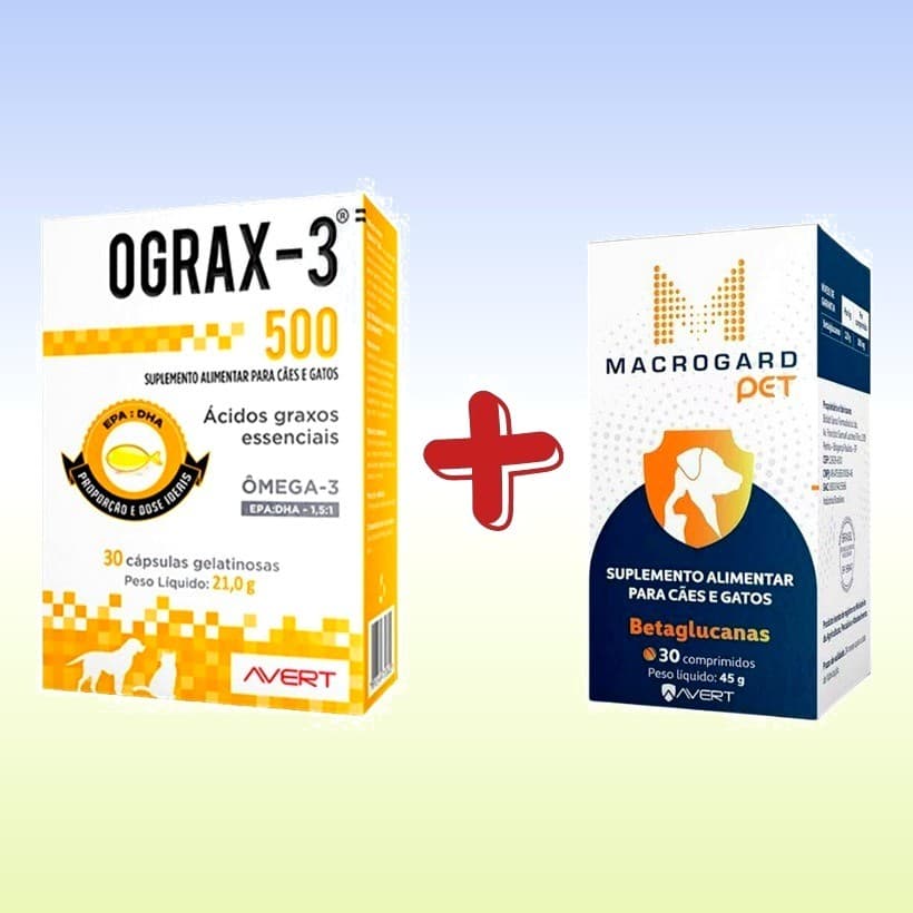 Kit Suplemento Ograx-3 500 MG 30 Cap. + Suplemento Macrogard Pet Small Size 30 Comp.