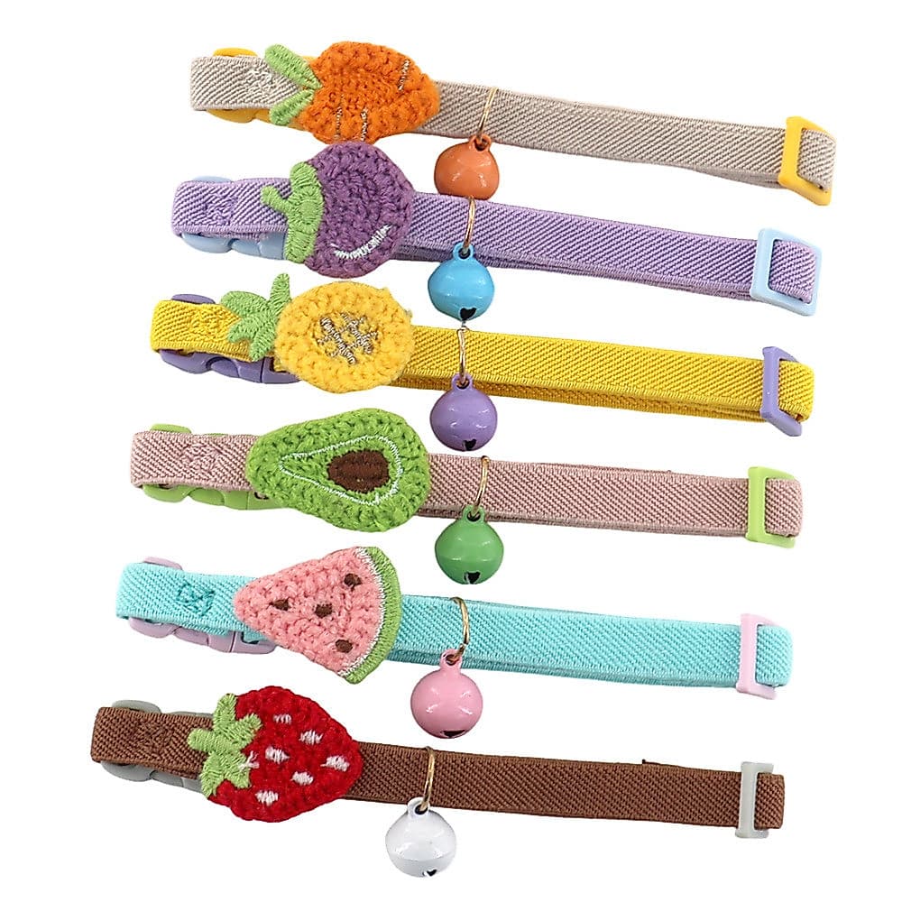 Colar para pets com sino de frutas adoráveis, elástico de alta resistência, ideal para gatos e cachorros