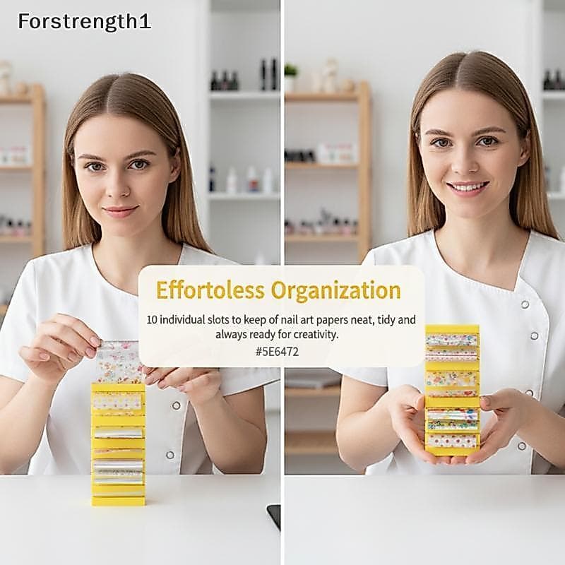 Forforce1 Caixa Organizadora De Papel Para Transferência De Arte Em Unhas , Solução De Armazenamento De 10 Grades Acessó