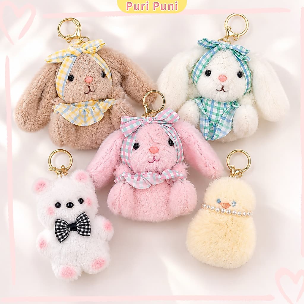 Chaveiro de Pelúcia Kawaii Coelho Ursinho e Pintinho Fofo para Bolsa Mochila Chaves Presente
