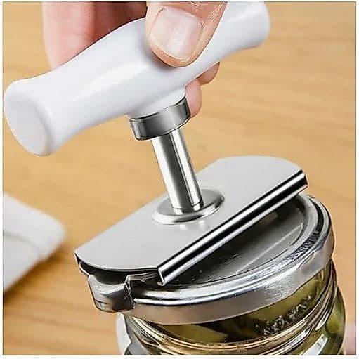 Abridor de Pote Abre Fácil Tampa de Vidro Conserva Frasco Manual Universal em Aço Inox Branco