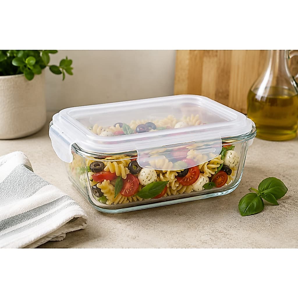 Pote de Vidro 640ml Hermético Marmita Fit com Tampa 4 Travas Hercos Frios Microondas Freezer