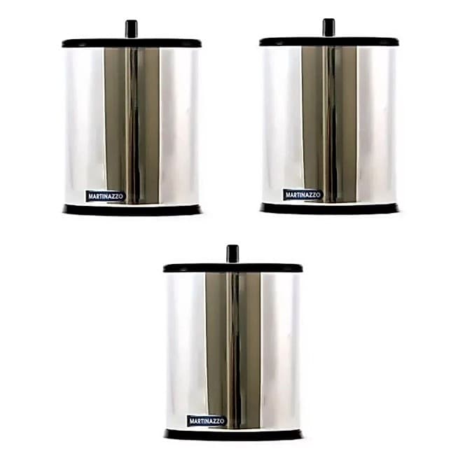 Lixeira  Inox 6,3 Litros Preta Com Tampa Em Pino Colorida Kit Com Três Unidades Martinazzo