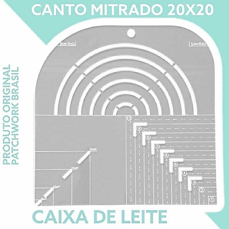Régua Gabarito Curva Quadrado Caixa Leite Canto Mitrado 20cm Promoção