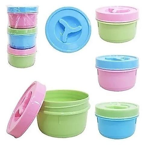 Kit 3 Potes Redondo Tampa De Rosca 300ml Colorido Bpa Free Pequeno