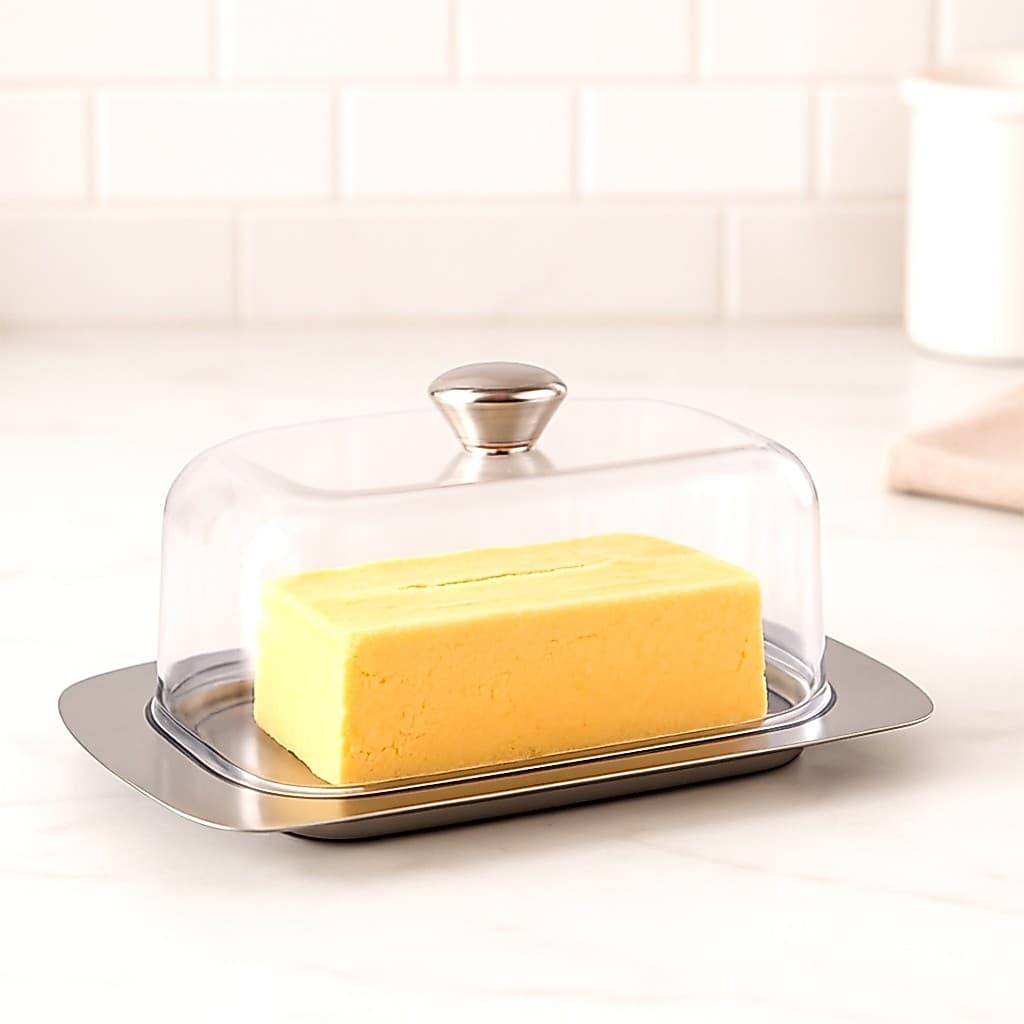 Manteigueira De Inox Com Tampa Acrílica - Bhz Store