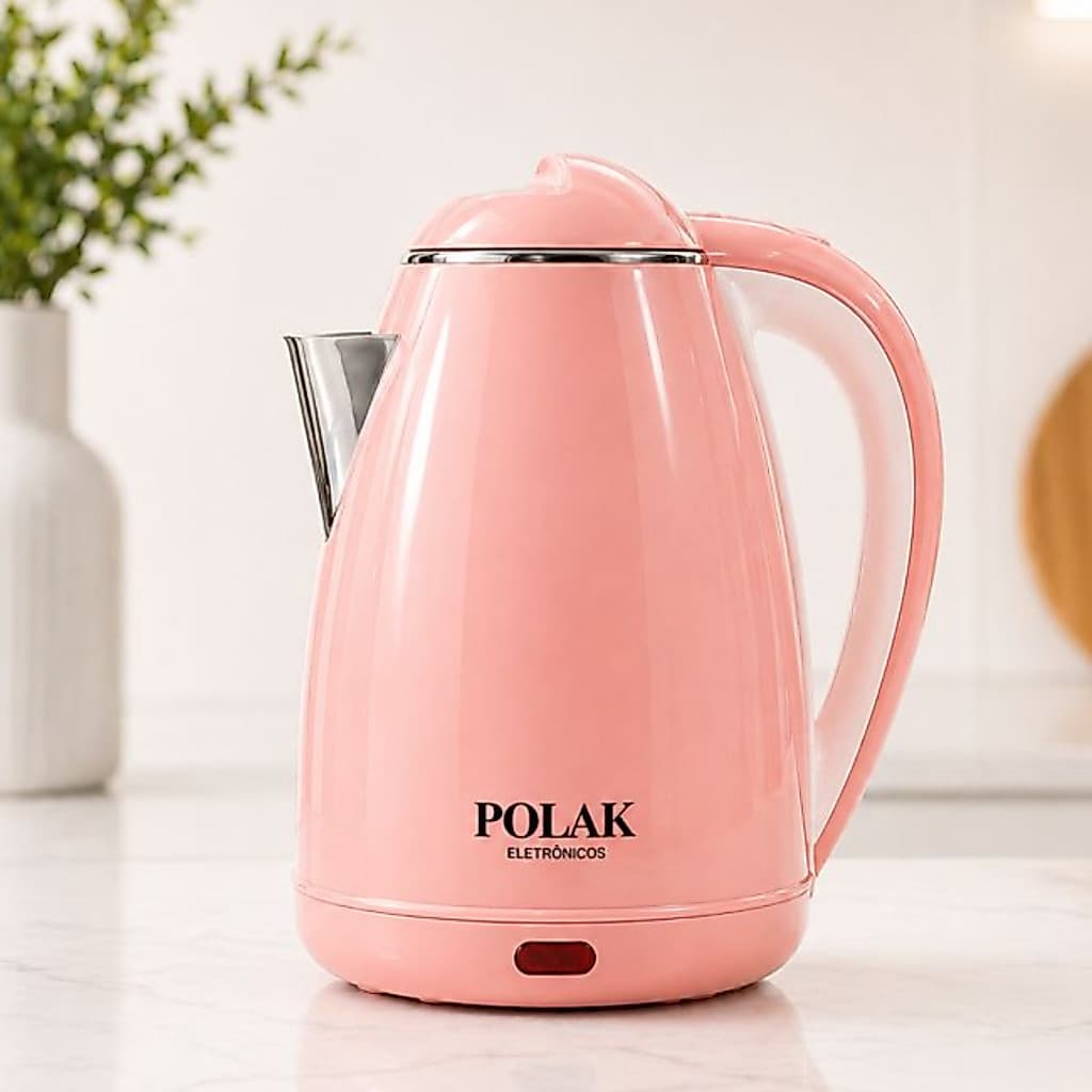 Chaleira Elétrica Polak 2L PK7062 – 1000W  Design Moderno em Cores Elegantes 110v