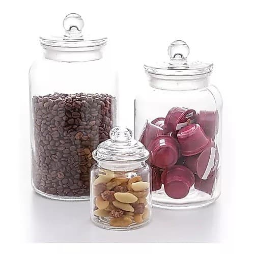 Kit 2 pcs  Porta Mantimentos de Vidro com Tampa Arena - Lyor