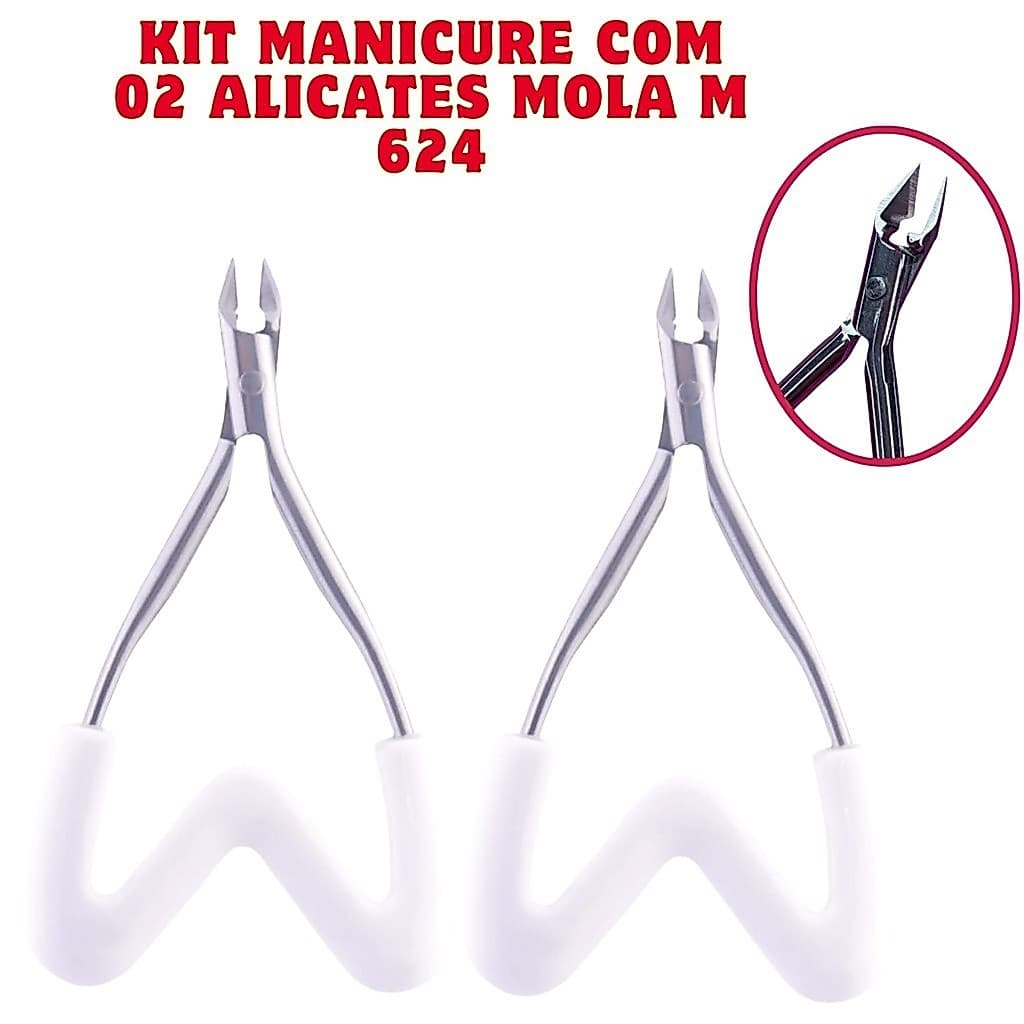 Kit com 02 Alicates de Cutículas para Mãos Pequenas Mola M 624 Delicate - Kit Manicure