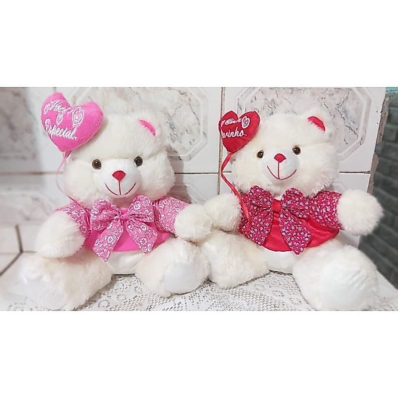 --Urso de pelúcia creme, balão de coração. O preço é por unidade. (tamanho 40 cm)