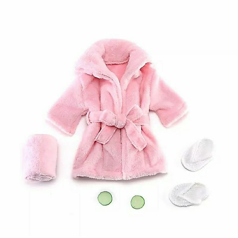 body Newborn Roupão Saída de banho rosa bebe 4 pçs infantil SPA c/ pepinos Ensaio fotográfico book
