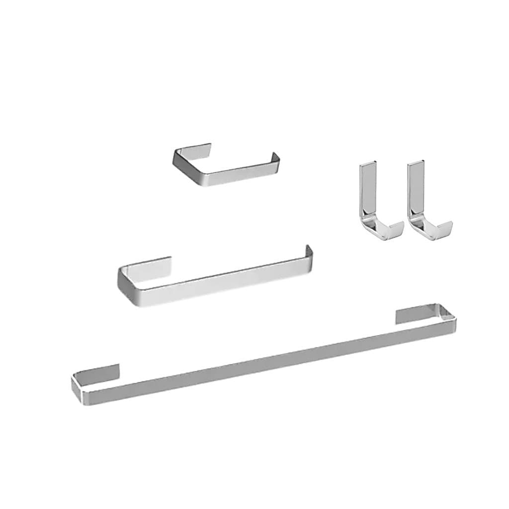 Kit Acessórios Para Banheiro Quadrado 04 Peças + 01 Cabide Cromado